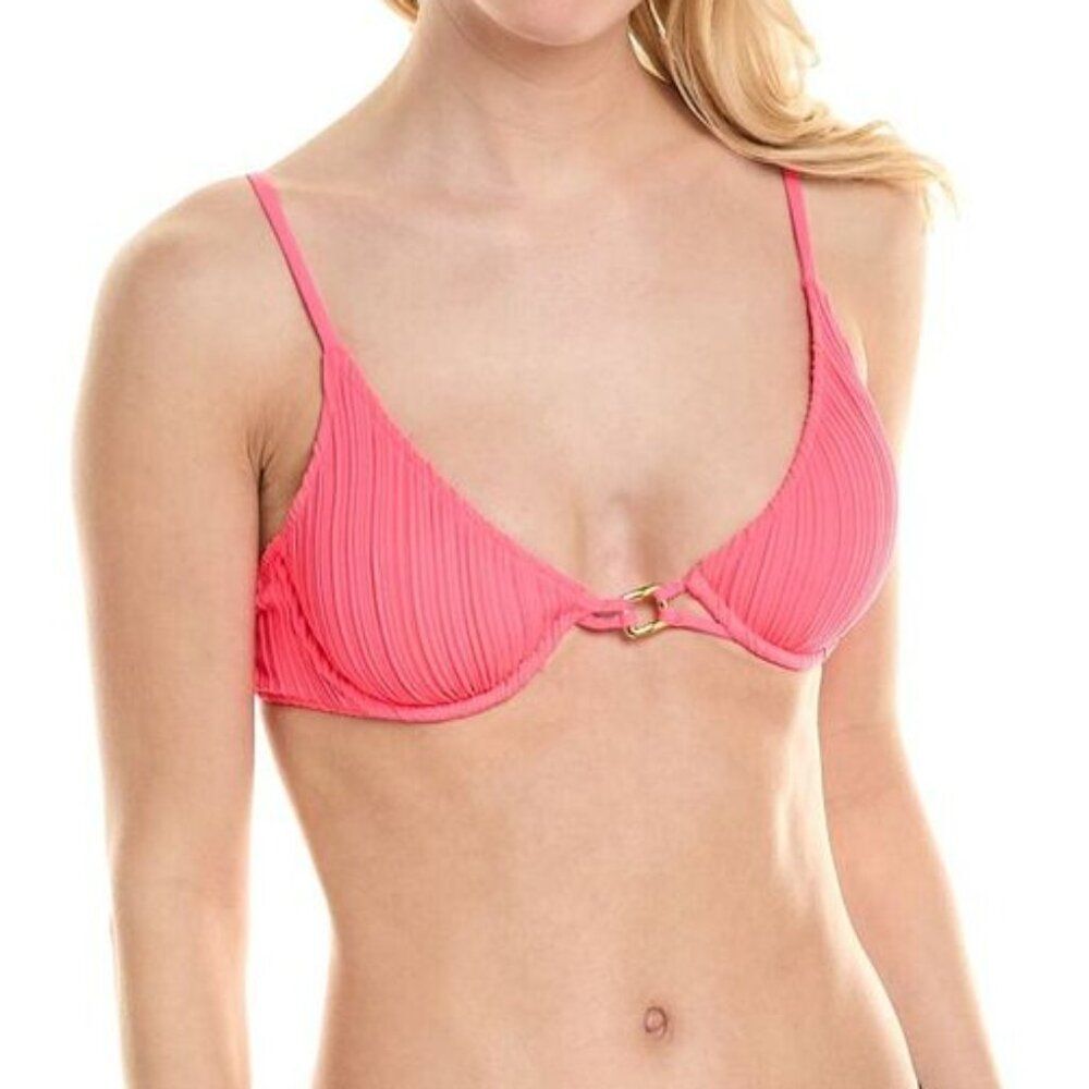 Becca By Rebecca Virtue Moon Ridge Underwire Swim Bikini Top Size Medium Pink